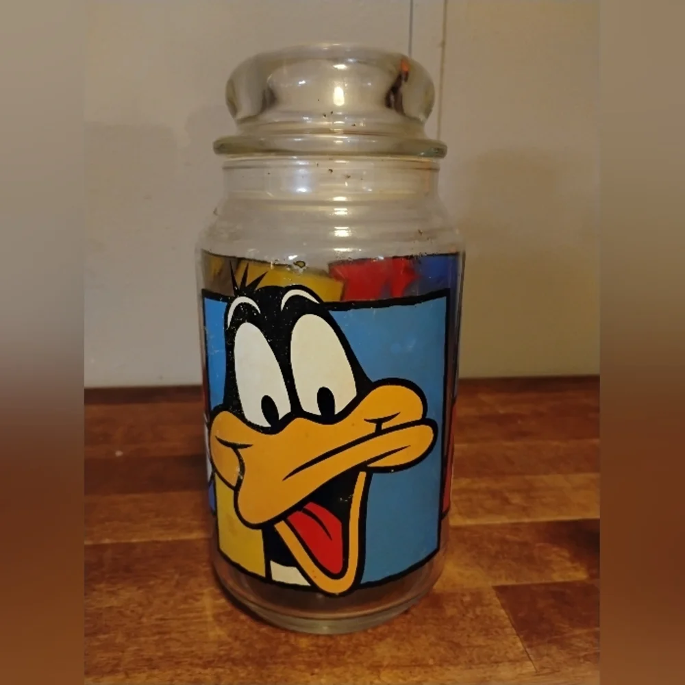 Anchor Hocking Vintage 90s Looney Tunes  Glass Jar with Lid